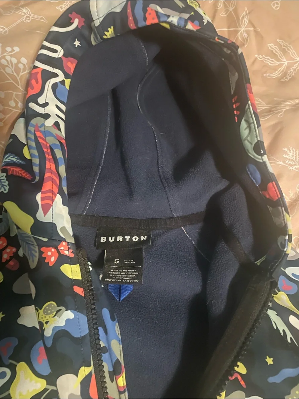 Kids' Burton Black Multicolor Patterned Hooded Jacket